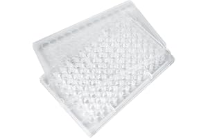 LVDALAB 96 Well Bacterial Culture Dishes Tissue Culture Dish Polystyrene Petri Dish with Lids Educational Petri Plates for Lab Science Experiment, Pack of 10,Sterile