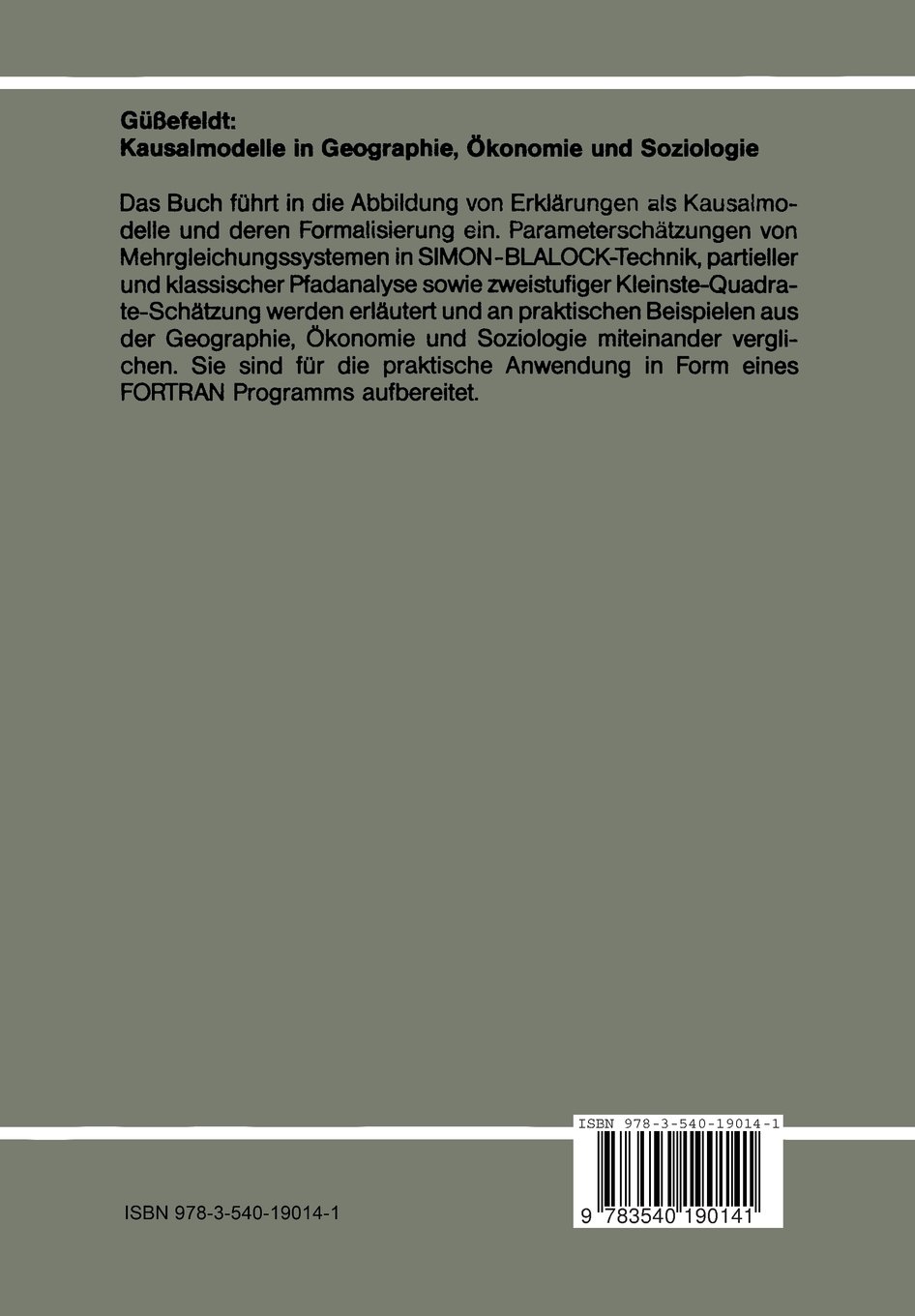 Kausalmodelle In Geographie Konomie Und Soziologie Gssefeldt Jrg