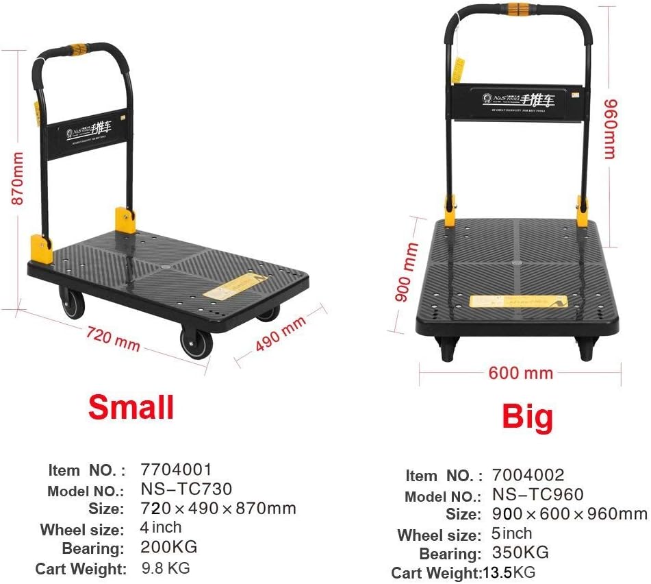 N&S Platform Truck Heavy Duty Trolley 350 kg One-Handed Folding Sack Truck on Mute Wheels, Black - Image 5