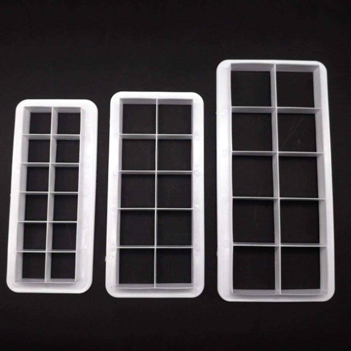Rouku 3pcs Square Geometric Cutters Fondant Cookie Cutter Geometry Cake Mold Fondant Mold Cake Decorating Tools Baking