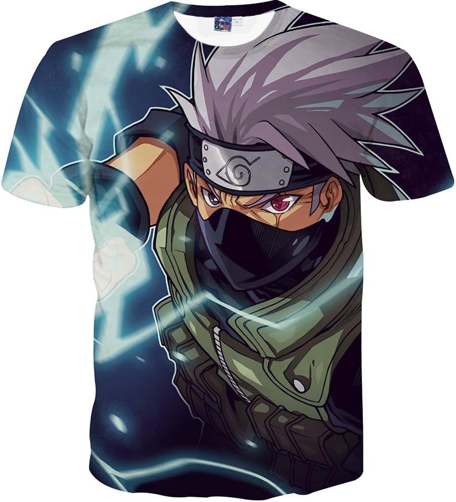 Nemolemon Men's Fashion 3D Creative Kakashi Graffiti Print Casual T-Shirts