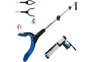 ALFELE Reacher Grabber Pickup Tool, 43" Foldable Grabbers for Elderly Grab It Reaching Tool with 4" Wide Jaw, 360° Rotating Head, Ergonomic Handle, Grabber Tool for Trash Pick Up Stick