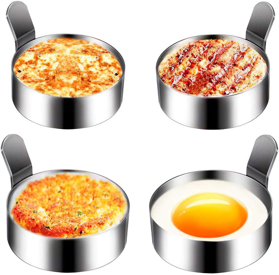 Egg Ring Stainless Steel Omelet Mold Cooking Non Stick Pancake Ring Metal Kitchen Cooking Tool 4 Pack