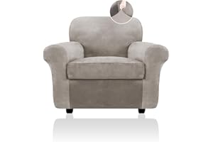 FestiCorp Sofa Cover, Velvet Couch Covers for Dogs, Stretch Sofa Slipcovers, Thick Furniture Covers for Pets, Washable Chair Cover, Armchair, Taupe