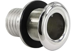 keehui 316 Stainless Steel Durable Combo Stainless Steel Thru-Hull Fitting w/Nut with Custom Gasket Boat Plumbing Fittings for Boats, Yachts, Marine