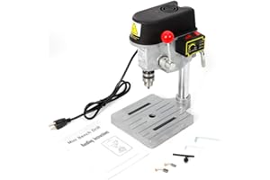 DNYSYSJ Mini Drill Press, 340W Mini Bench Drill Press Portable Drill Press Stand, 0-16000rpm 3-Speed Adjustable Benchtop Drill Machine Compact Portable Drill Press for DIY Furniture (340W Black&Silver)