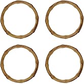 Geesatis 4pcs Imitation Wooden Handbag Handles Replacement,Plastic Round Shaped Bag Handles,Round Purse Handbag Handles for Crochet Bag Rattan Woven Beach Bag(Diameter: 5.12in)