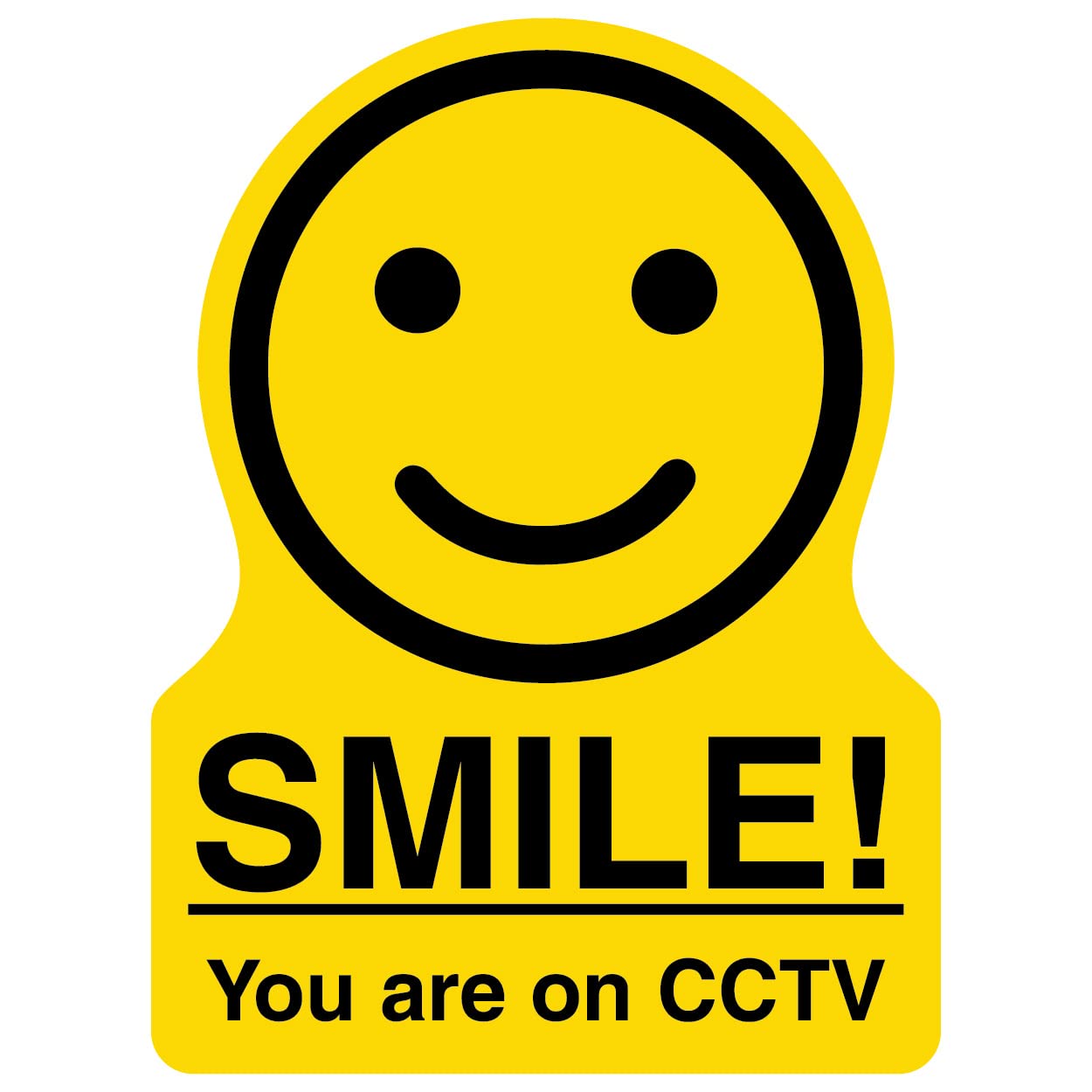 V Safety Shaped Safety Sign - Smiley Face You Are On Cctv - 200X300 - Yellow 1MM Rigid Plastic