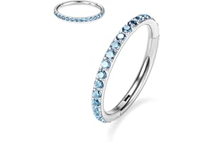GAGABODY 20G 18G 16G 14G 6mm-12mm 316L Surgical Steel Piercing Jewelry Hinged Seamless Earrings Clicker Hoop Piercing Rings for Cartilage Helix Rook Septum Daith Tragus Lobe CZ/Opal/Shell/Turquoise