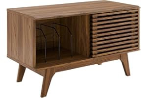 Modway Render Mid-Century Modern 37" Vinyl Record Display Stand in Walnut, 37 Inch