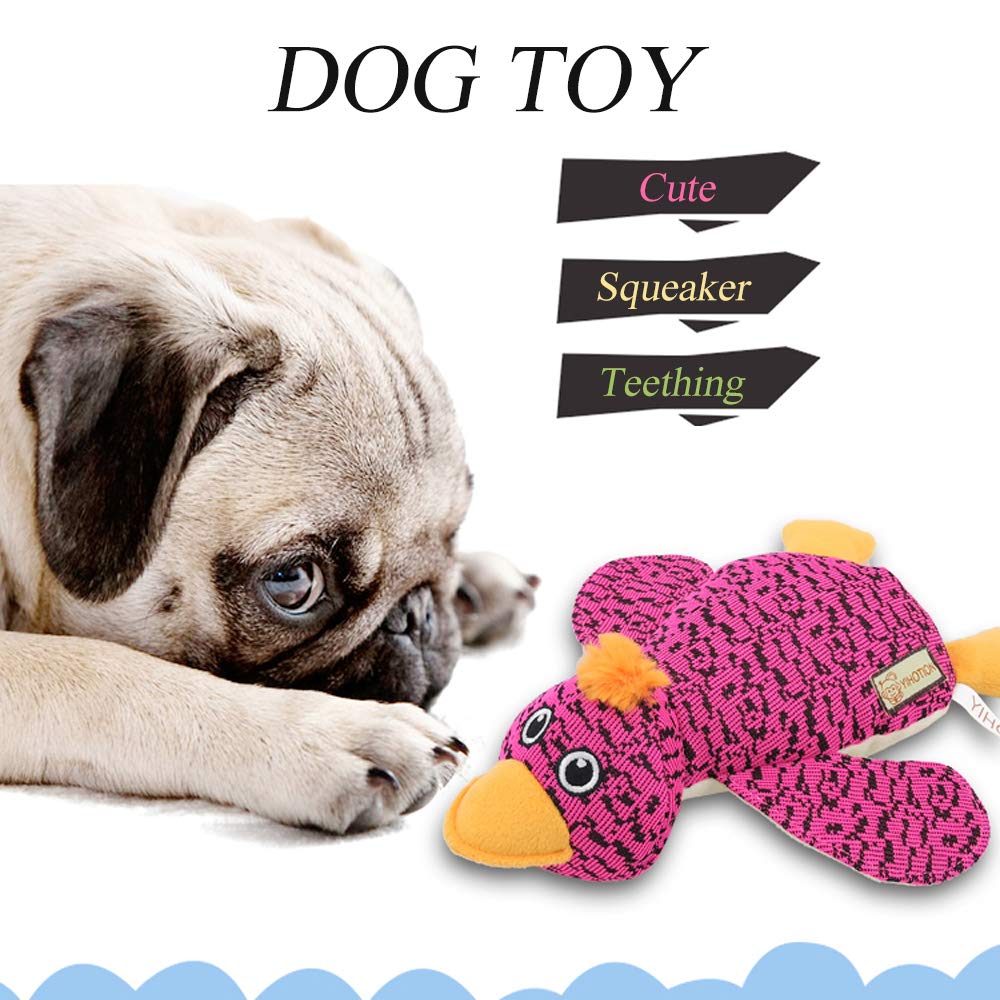 AXEN Cute Flyknit Durable Squeaky Duck Shaped Dog Toy for Aggressive Chewers, Pink Duck
