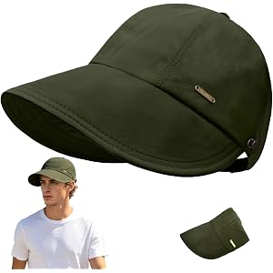 UPF 50+Womens Sun Hat UV Protection Hiking Fishing Hats Wide Brim Hat Adjustable Ponytail Packable Sun Cap