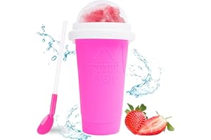 Hoinvaet Magic Slushy Maker Squeeze Cup Slushie Maker, Homemade Milk Shake Maker Cooling Cup Squee DIY Birthday Gifts for Kid (Pink)