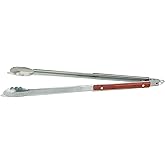 Outset QB22 Locking Stainless Steel Grill BBQ, 1.5 x 3 x 21.75 inches, Rosewood Tongs Extra Long 22"