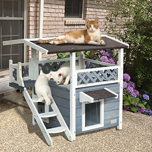 Petsfit Outdoor Cat House Weatherproof, Waterproof Cat Shelter for