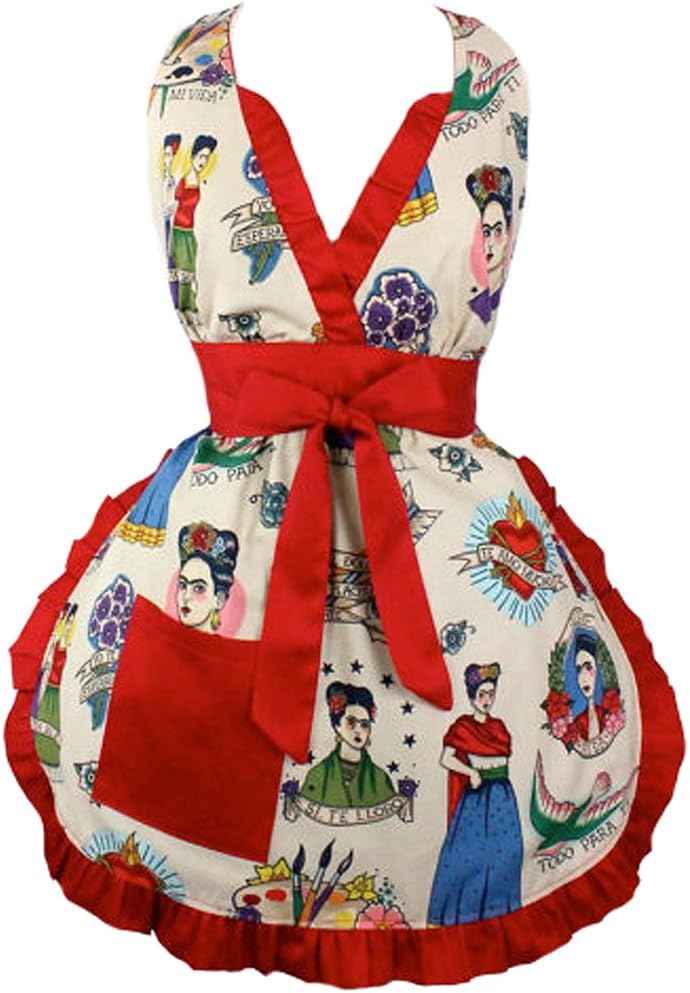 Women's Hemet Colorful Frida V-Cut Apron Beige