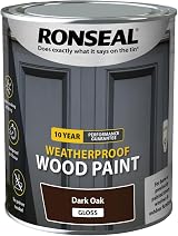 Ronseal 10 Year Weatherproof Wood Paint Dark Oak Gloss 750ml view 3