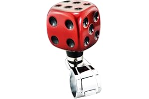 Lunsom Steering Wheel Spinner, Dice Shape Car Turning Wheel Knob Suicide Power Handle Driving Aid Turning Control Helper Fit Most Vehicle, Trucks (Red)