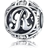 RUKYF Letter Charms 925 Sterling Silver Initial A-Z Bead Charms for Bracelets Necklaces, Cubic Zirconia Alphabet Beads Personalized Gifts for Women
