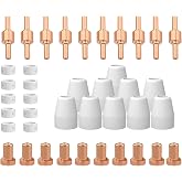 Plasma Cutter Consumables fits CUT40 CUT50 with Plasma Cutter Torch PT31 LG40 for RBC-4000/4500/5000D 40 PCS Nozzle Electrode Extended Long Tip Shroud Shield Cup