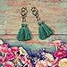 eManco Bohemian Ethnic Handcrafted Tassel Drop Dangle Earrings for Women Vintage Knot Alloy Jewelry Green