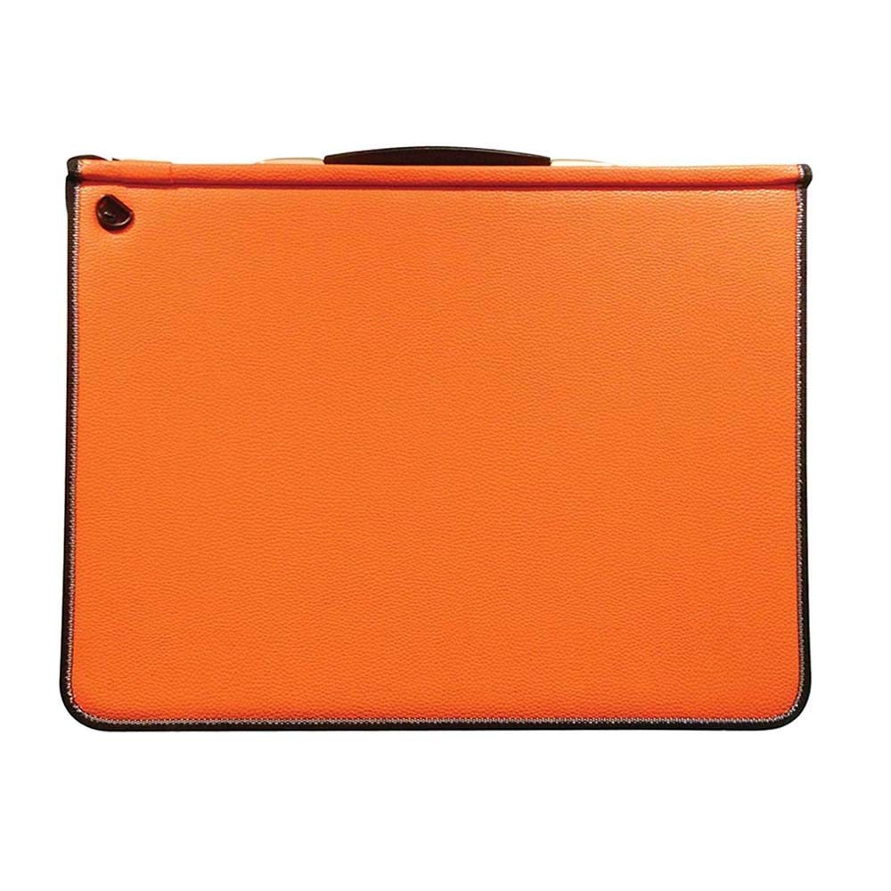A2 Orange Padded Professional Leather-Look Ringed Portfolio – Stylish & Durable Presentation Portfolio with Zip Closure & Binder Rings for Documents & Artwork