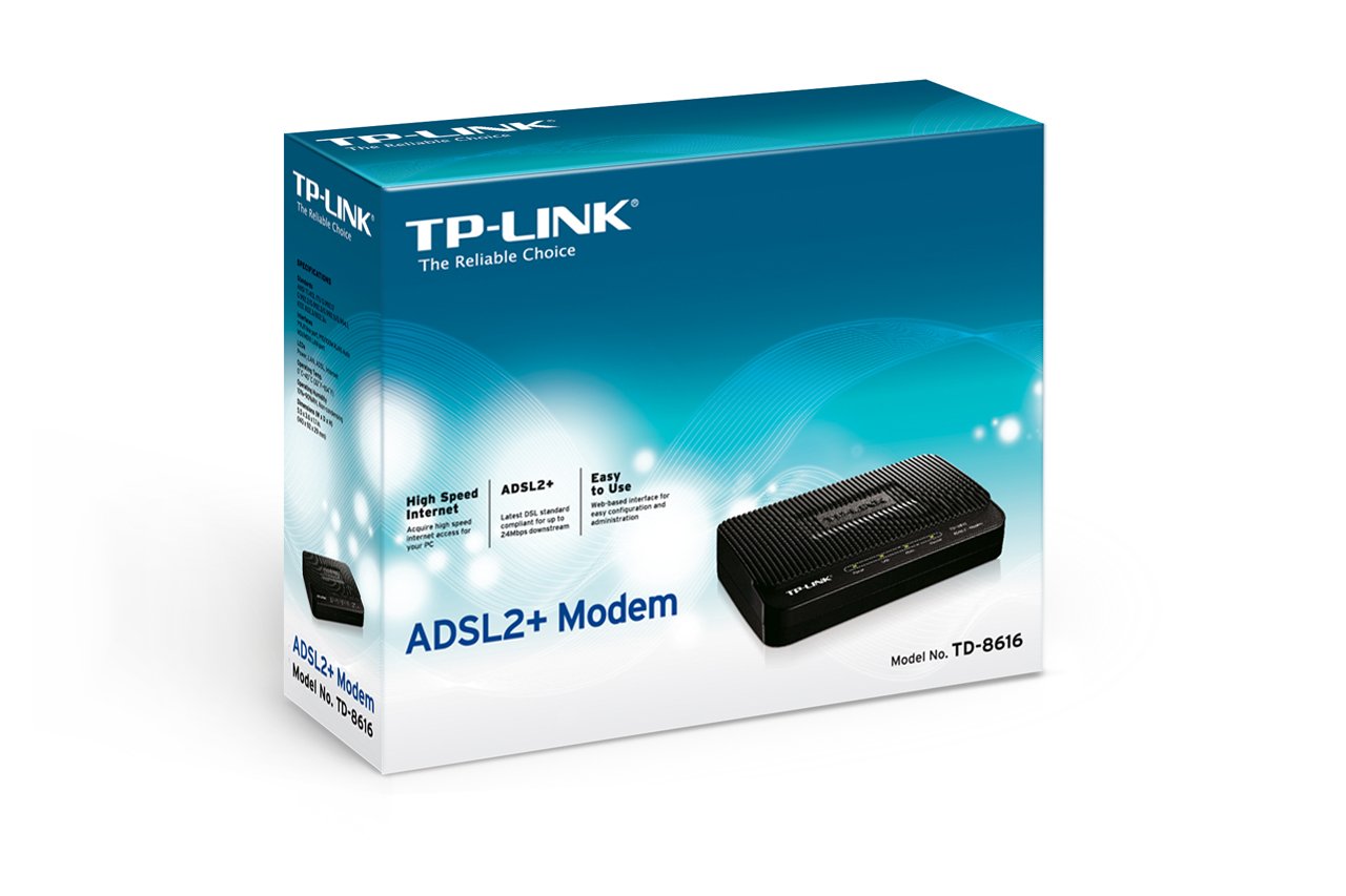 TPLINK TD8616 ADSL2+ Modem, Up to 24Mbps Downstream Bandwidth