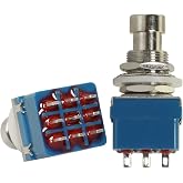 MEETOOT 2pcs 9 Pin 3PDT Effector Button Brush Box True Bypass Guitar Effects Pedal Box Stomp Foot Metal Switch