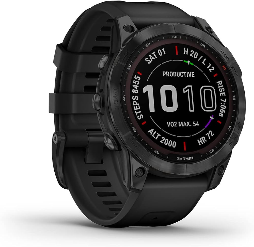 Garmin Fenix 7 Sapphire Solar Watch DLC-Titanium Black Silicone Strap