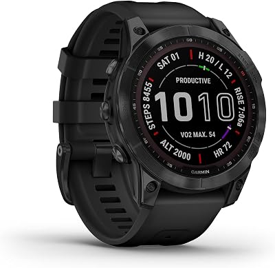 Garmin Fenix 7 Sapphire Solar Watch DLC-Titanium Black Silicone Strap