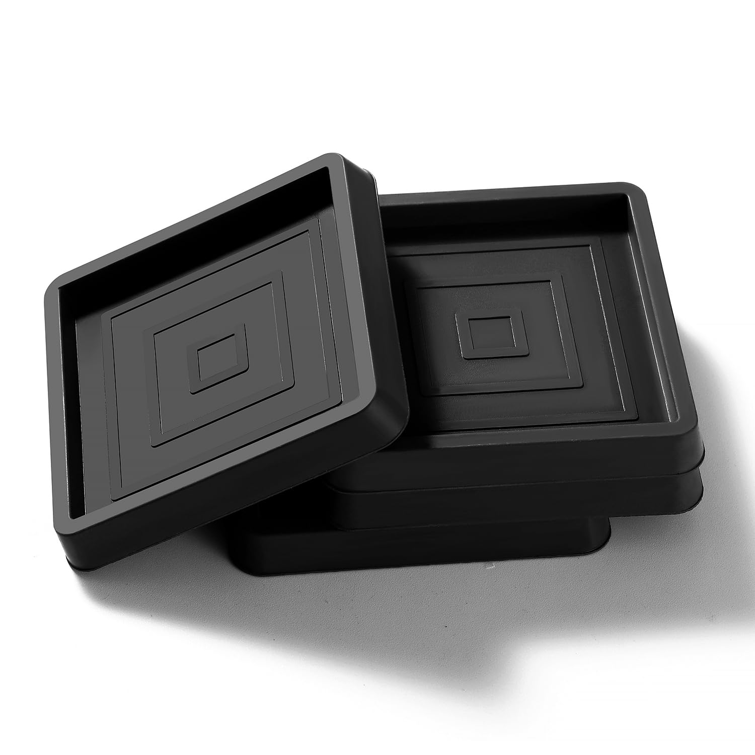 VooGenzek 4 PCS 2.5”/6.4cm Square Non Slip Furniture Pads, Bed Stoppers Rubber Furniture Feet, Furniture Coasters for Hardwood Floors, for Bed Cabinet Sofa Chair Table Piano, Black