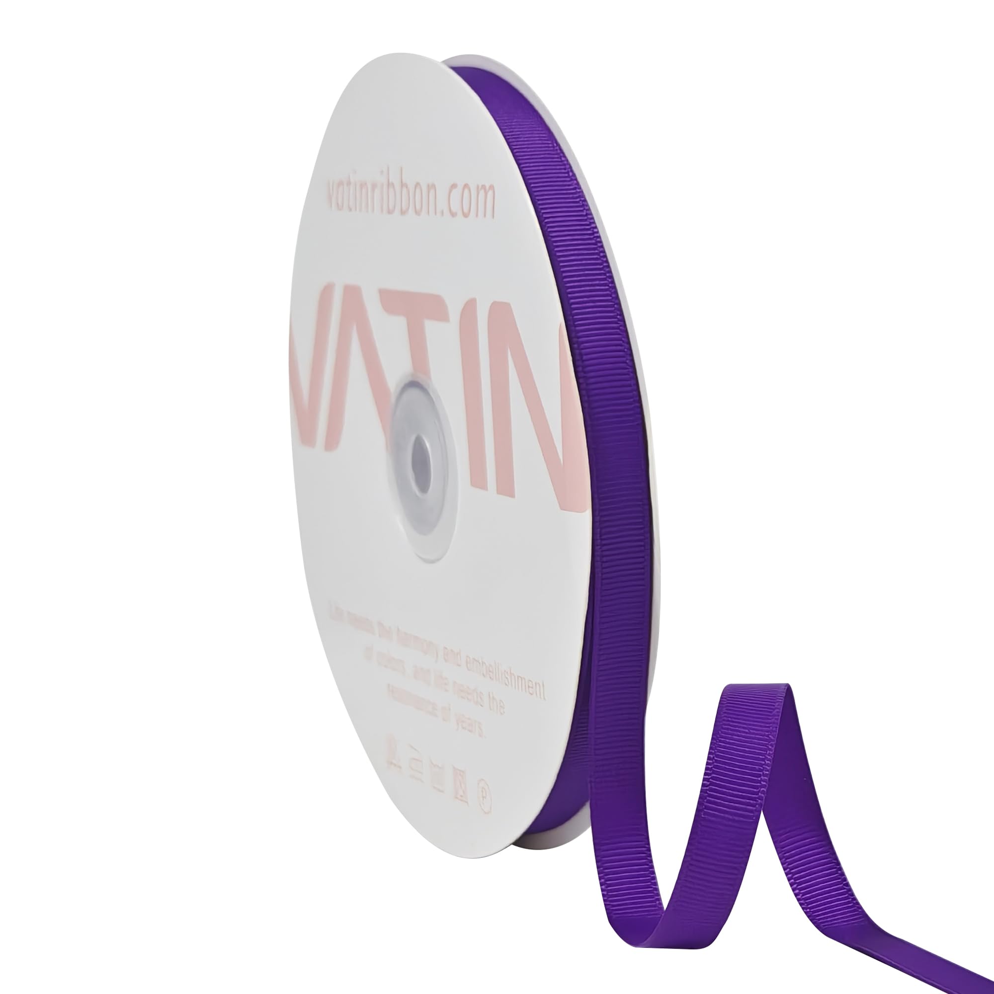 VATIN Solid 10 mm X 45 Metres Purple Grosgrain Ribbon 45 Metres Each Roll Perfect for Crafts, Wedding Decor, DIY Hair Accessories, Sewing, Gift Package Wrapping and More