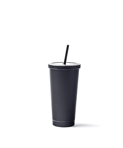 matte black tumbler with straw