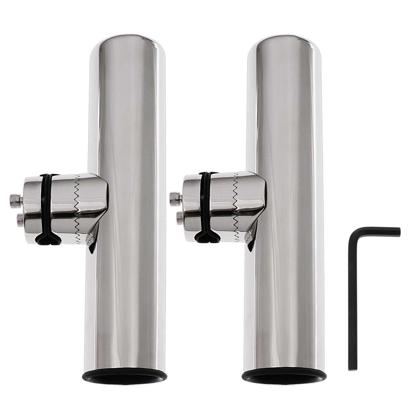 KAOLALI Stainless Steel Fishing Pole Stand Bracket Fishing Marine Accessory Tool fit for Rails 7/10'' to 1'' Boat Fishing Rod Holder 2PCS