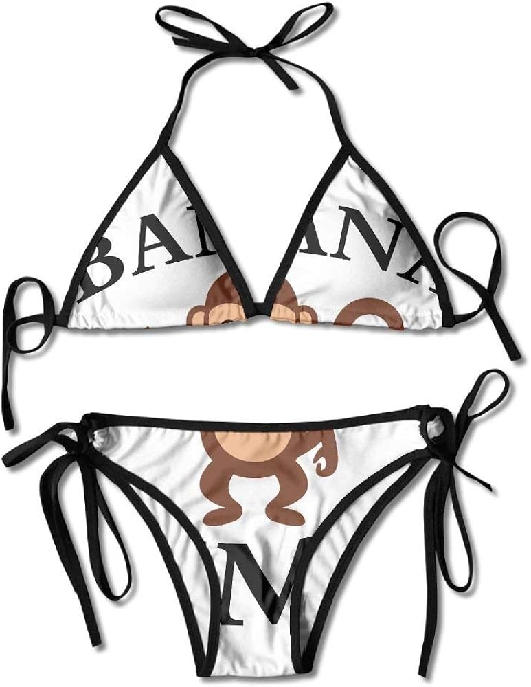 Cartoon Animal Cute Monkey Banana Time Bikini Women's Summer Swimwear
