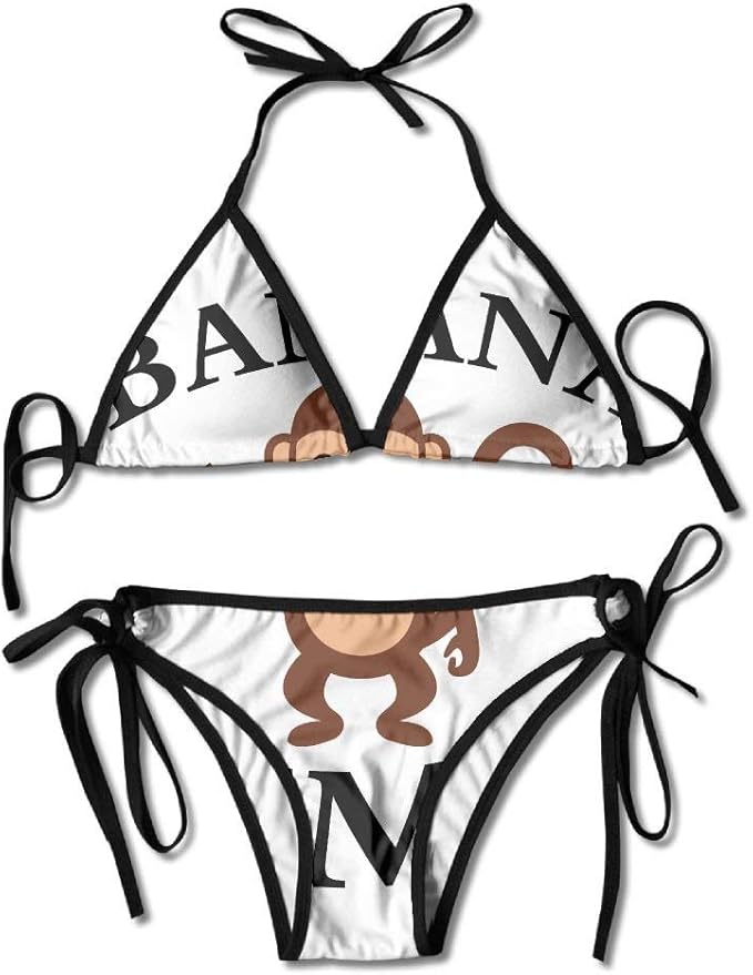 Cartoon Animal Cute Monkey Banana Time Bikini Women's Summer Swimwear