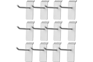 Crownwall Heavy Duty Steel 4 Inch Single Hooks, Accessories Compatible Slatwall Storage Organizer (12 Pack)
