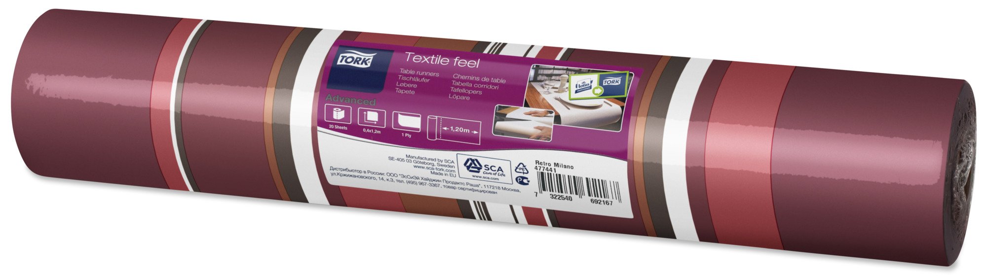 SCA Tork 477441 Textile Feel Retro Milano Table Runner (Pack of 4)