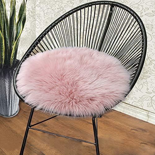 junovo Premium Soft Round Faux Fur Sheepskin Seat Cushion Chair Cover