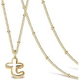 NVWAROCK Small Bubble Letter Necklace for Women Dainty Balloon Initial Necklaces 14K Gold Plated Cute Name Choker Chunky Alphabet Pendant Thin Necklace