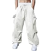 Susclude Parachute Cargo Pants for Men Loose Fit Baggy Sweatpants Casual Pant with Pocket Outdoor Drawstring Trousers 2025