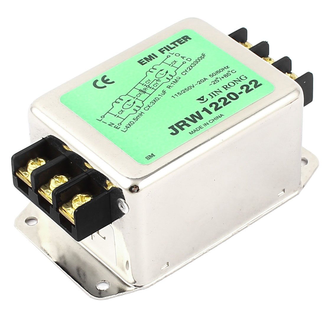 Uxcell AC 115V/250Volt 20A Rated Current Metal Housing Power Line EMI