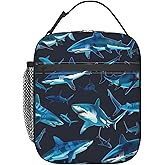ainori Reusable Shark Lunch Box for Kids Girls Boys Women Adult, Insulated Cute Ocean Lunch Bag,Polyester Cooler Beach Handbags Case for School Picnic Work Travel Beach or Hiking (Dark Blue)