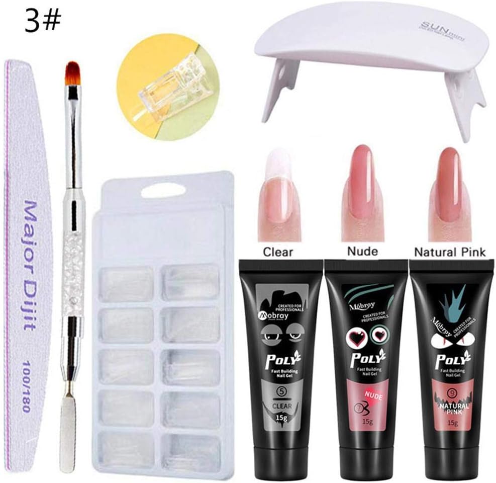 Polygel Kit Poly Nail Extension Gel Kit Colors Poly Gel Nail Lamp False Nail Tips Kit Nail Extension Set Gel Nail Enhancement Kit polygel Nail kit for Nails Daily Care