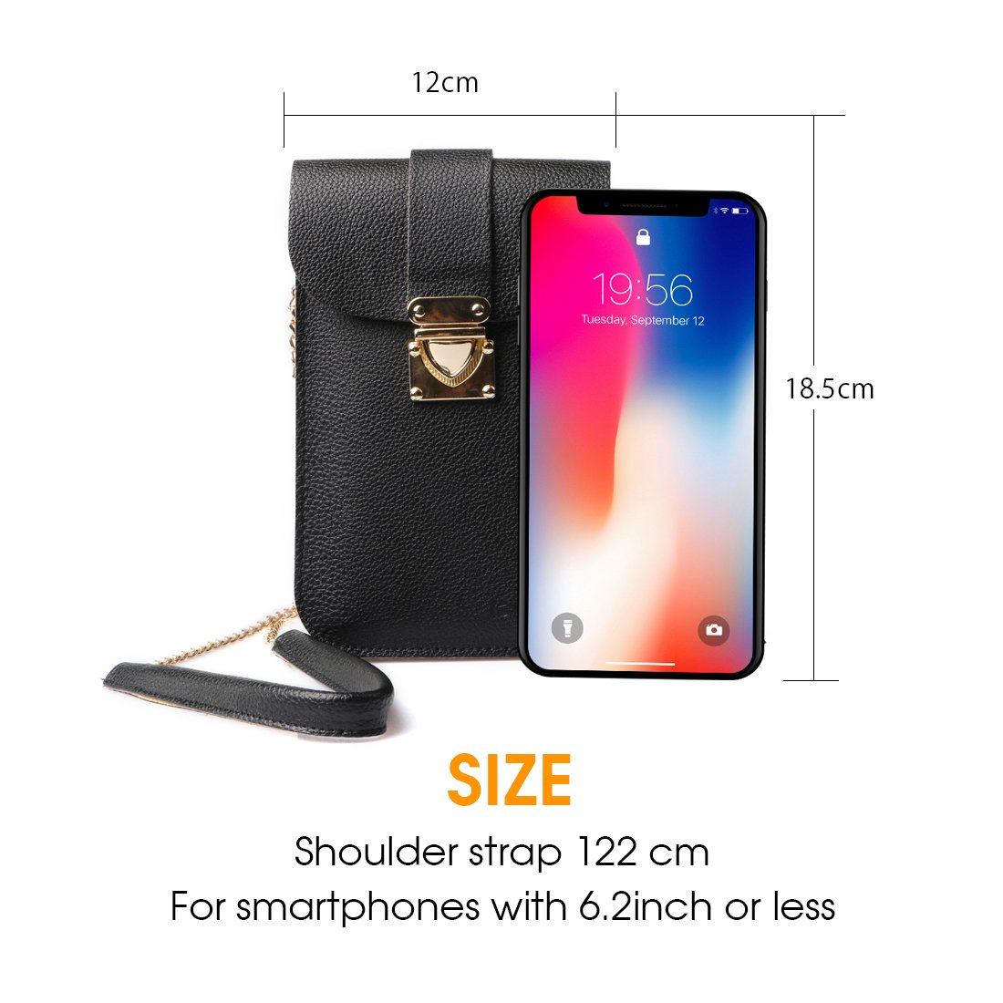 Cell Phone Bag, LKZAIY PU Leather Small Crossbody Bag with Detachable Chain Shoulder Strap Clear Purse Wallet for Women