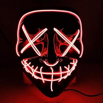 Foneso LED Maske mit 3 Blitzmodi für Halloween Fasching Karneval Party Kostüm Cosplay Dekoration (Rot)