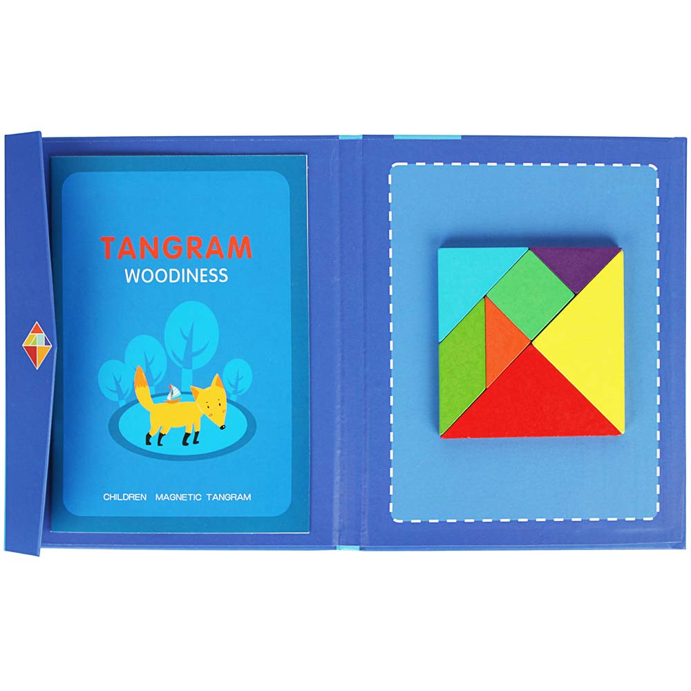 FeiWen Magnetic Travel Tangram Puzzles Book Games IQ Educational Toys for Kids Adults