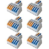 FULARR 6Pcs Premium Lever-Nut Wire Connectors, 2 in 6 Out Conductor Compact Wire Connectors, Splicing Type Quick Conductors C