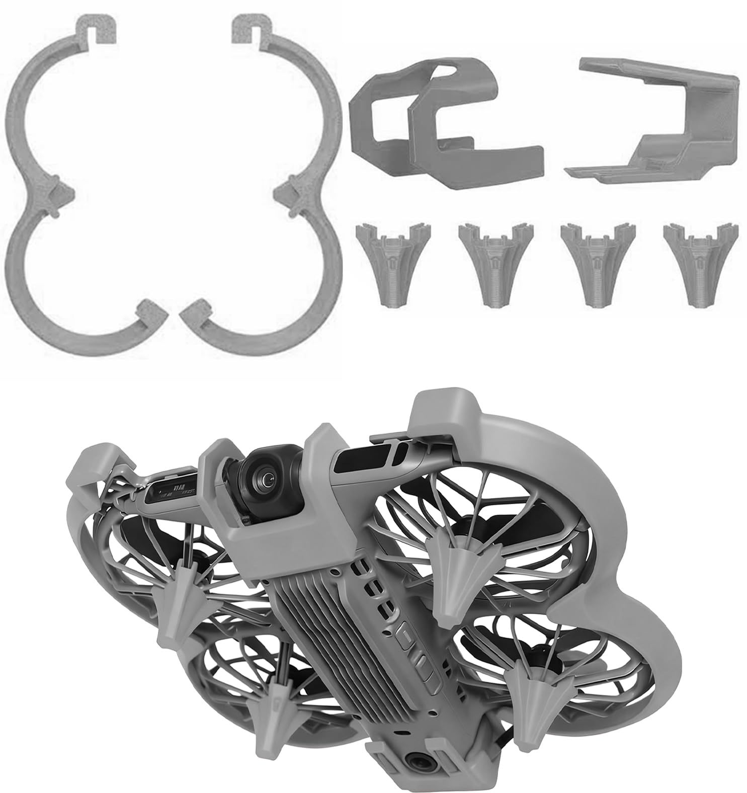 Photo 1 of 3 in 1 Anti-Collision Protection Guard Set for DJI Neo 2,Propeller Guard Protector + Gimbal Bumper Guard+ Landing Gear for DJI Neo 2 Drone,Drone Accessories,Grey