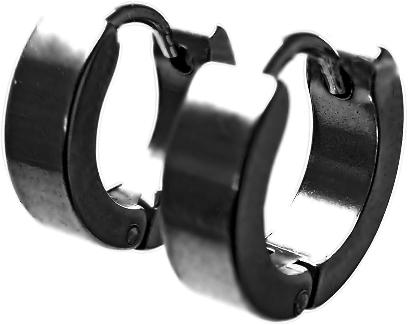 0.30" Inch (13MM) Smooth Black Huggie Hoop Earrings